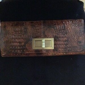 Lulu Townsend Brown Snakeskin Clutch/Crossbody